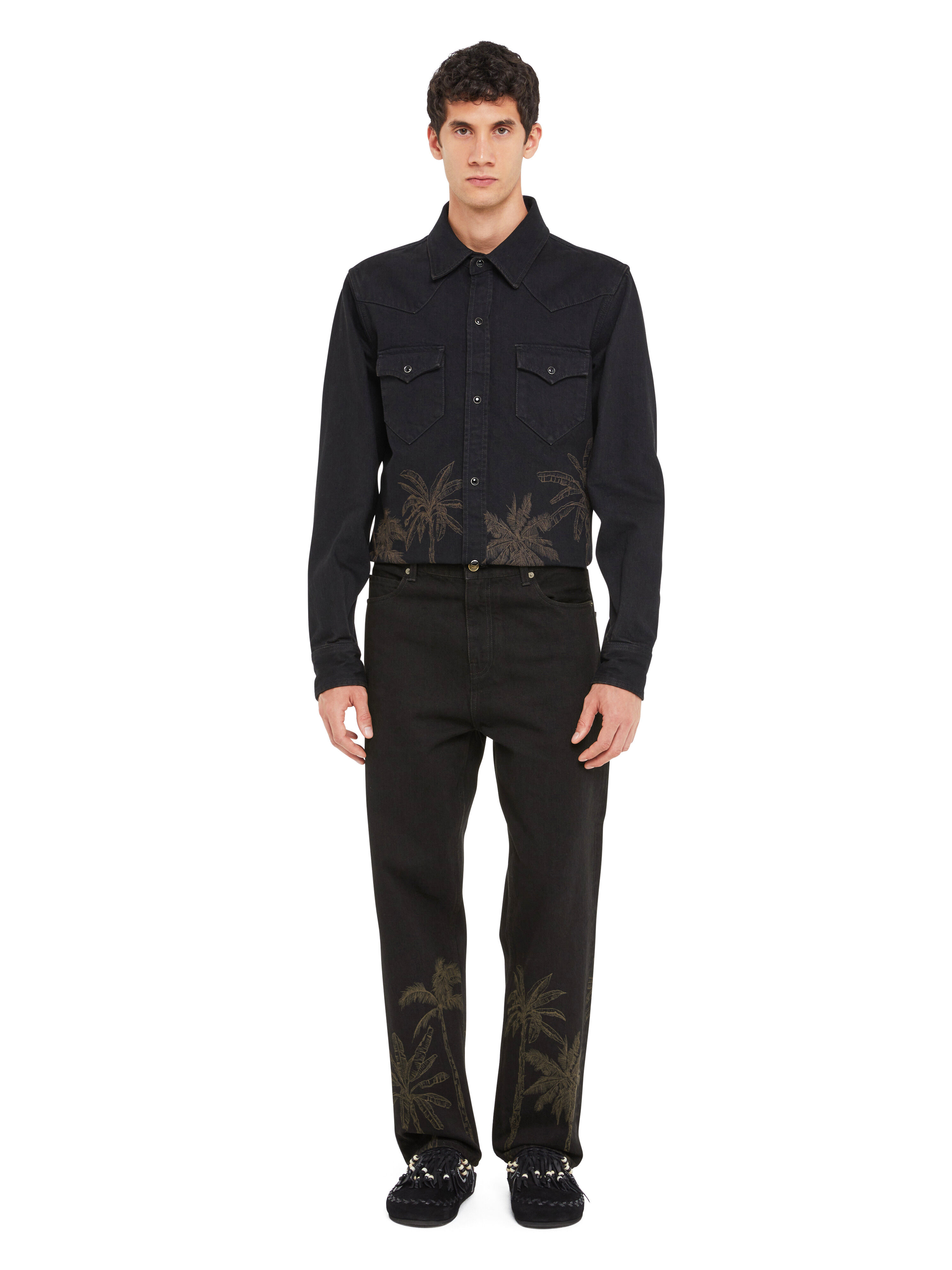 Alanui Jungle Toile De Jouy Denim Pants Black-Almond LMYA011R25DEN002