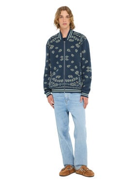 Alanui Bandana Piquet Jacquard Bomber Jacket Arbour-Light Blue