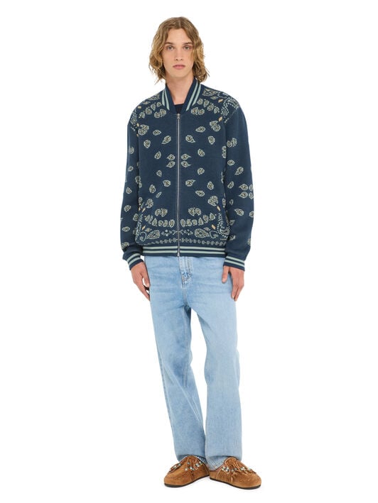 Alanui Bandana Piquet Jacquard Bomber Jacket Arbour-Light Blue LMHQ001R26KNI001 Alanui Bandana Piquet Jacquard Bomber Jacket Arbour-Light Blue LMHQ001R26KNI001