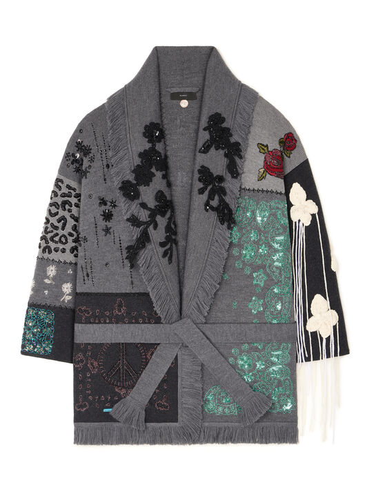 Alanui Midnight In Manhattan Cardigan Charcoal LWHB064E25KNI007