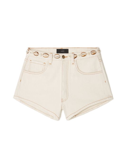 Alanui Ocean Dream Denim Shorts White Raw Denim LWYC009R25DEN003