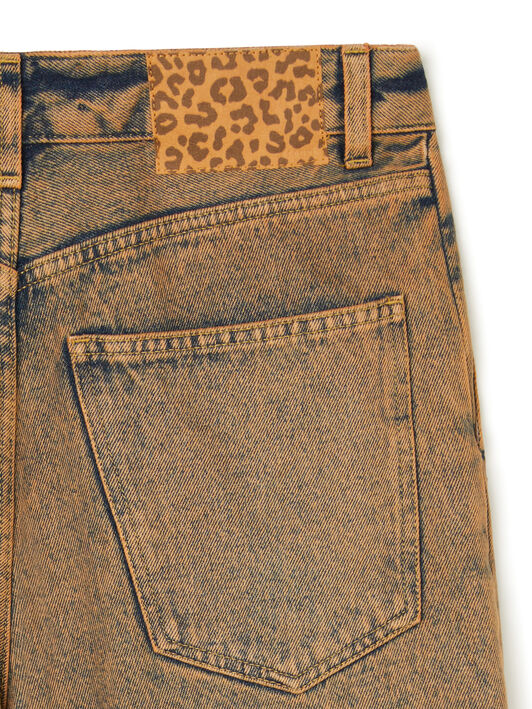 Alanui Desert Rose Wide Leg Denim Pants Overdye Apricot Denim LWYB003E25DEN002