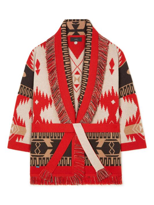 Alanui Icon Jacquard Cardigan Sand Fire LWHB064F23KNI001
