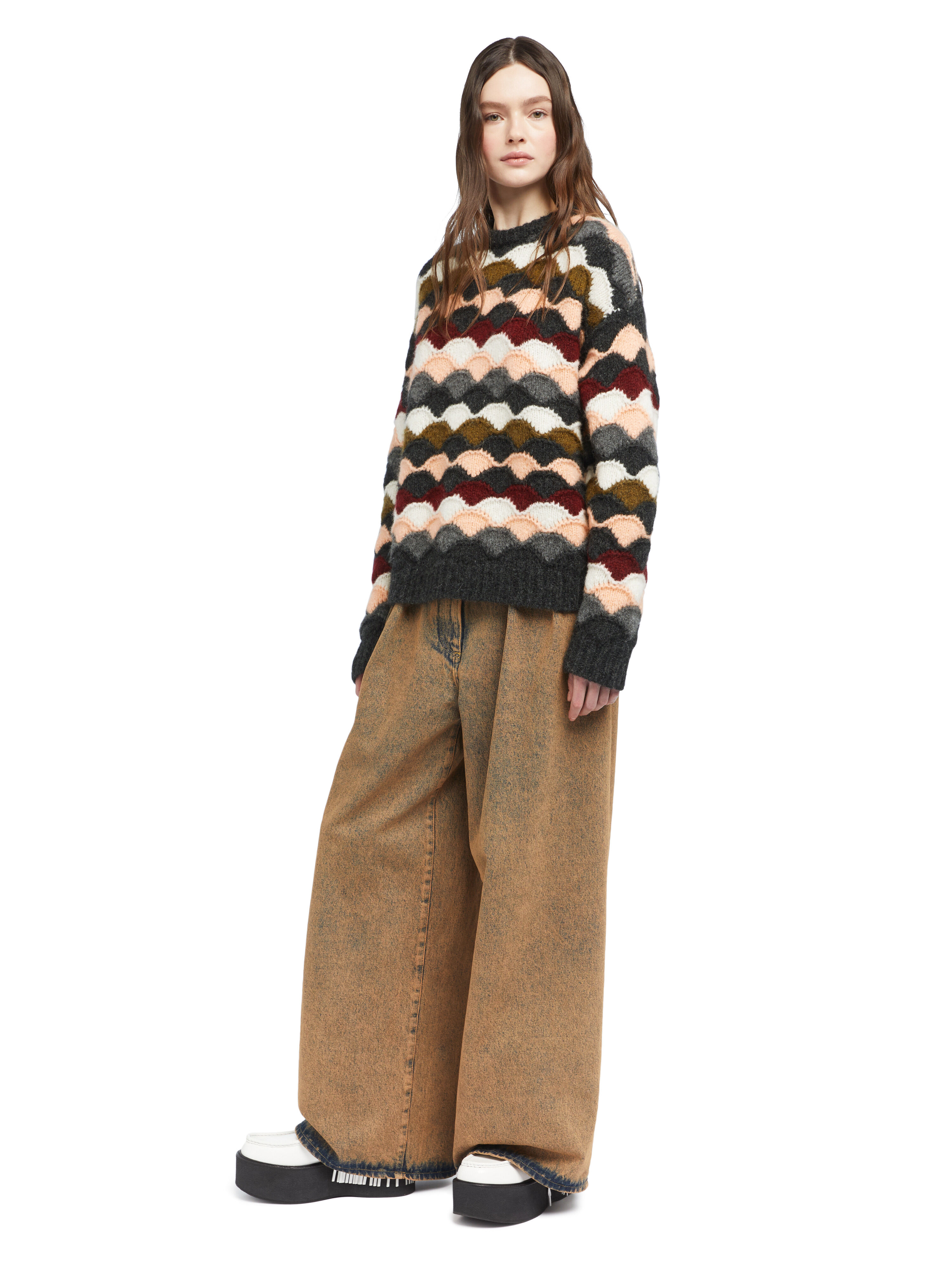 Alanui Shattered Stripes Sweater Olive-Multicolor LWHE07BE25KNI001