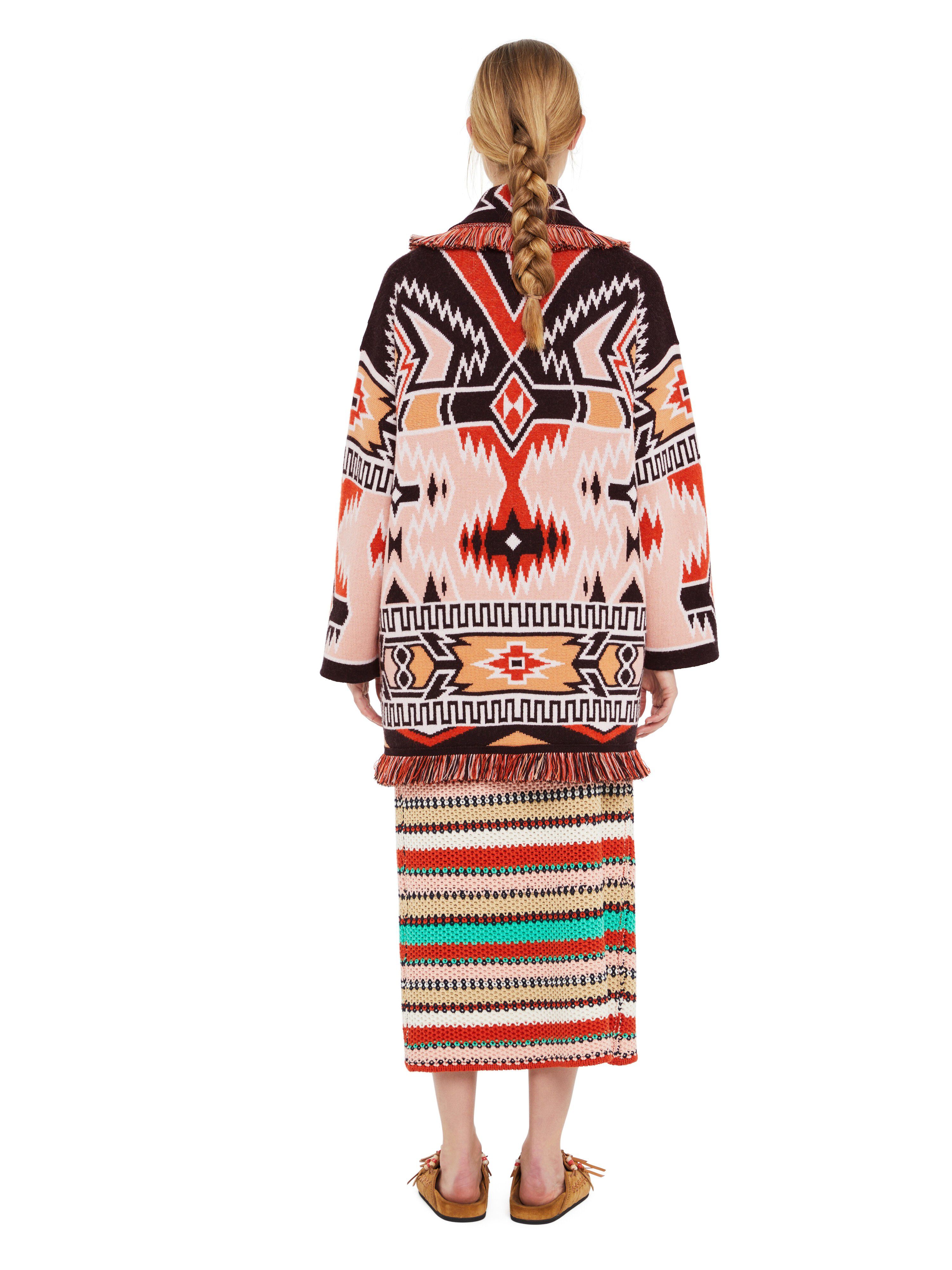 Alanui Geometric Roots Cardigan Flamingo Peach-Black LWHB064R25KNI00G