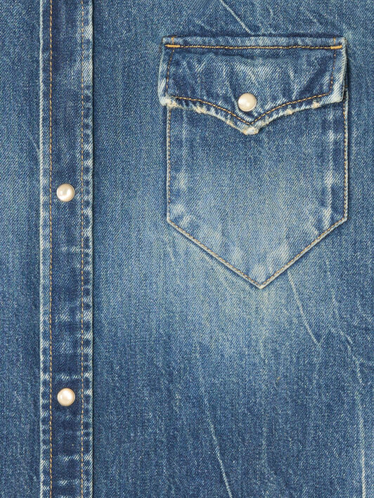 Alanui Pacific Roads Denim Shirt Medium Wash Denim LMYD007E25DEN004