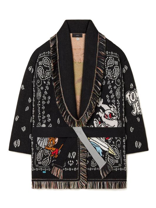 Alanui Tom & Jerry Bandana Jacquard Cardigan Black-Multicolor LWHB064R25KNI00J