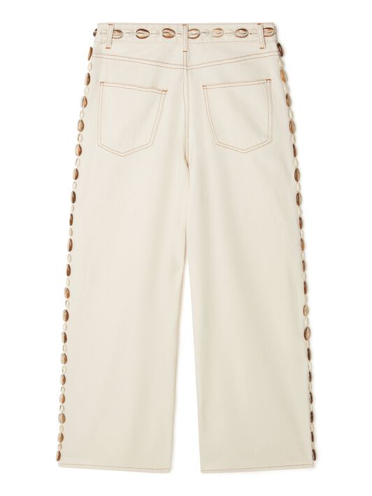 Alanui Ocean Dream Denim Pants White Raw Denim LWYB003R25DEN002
