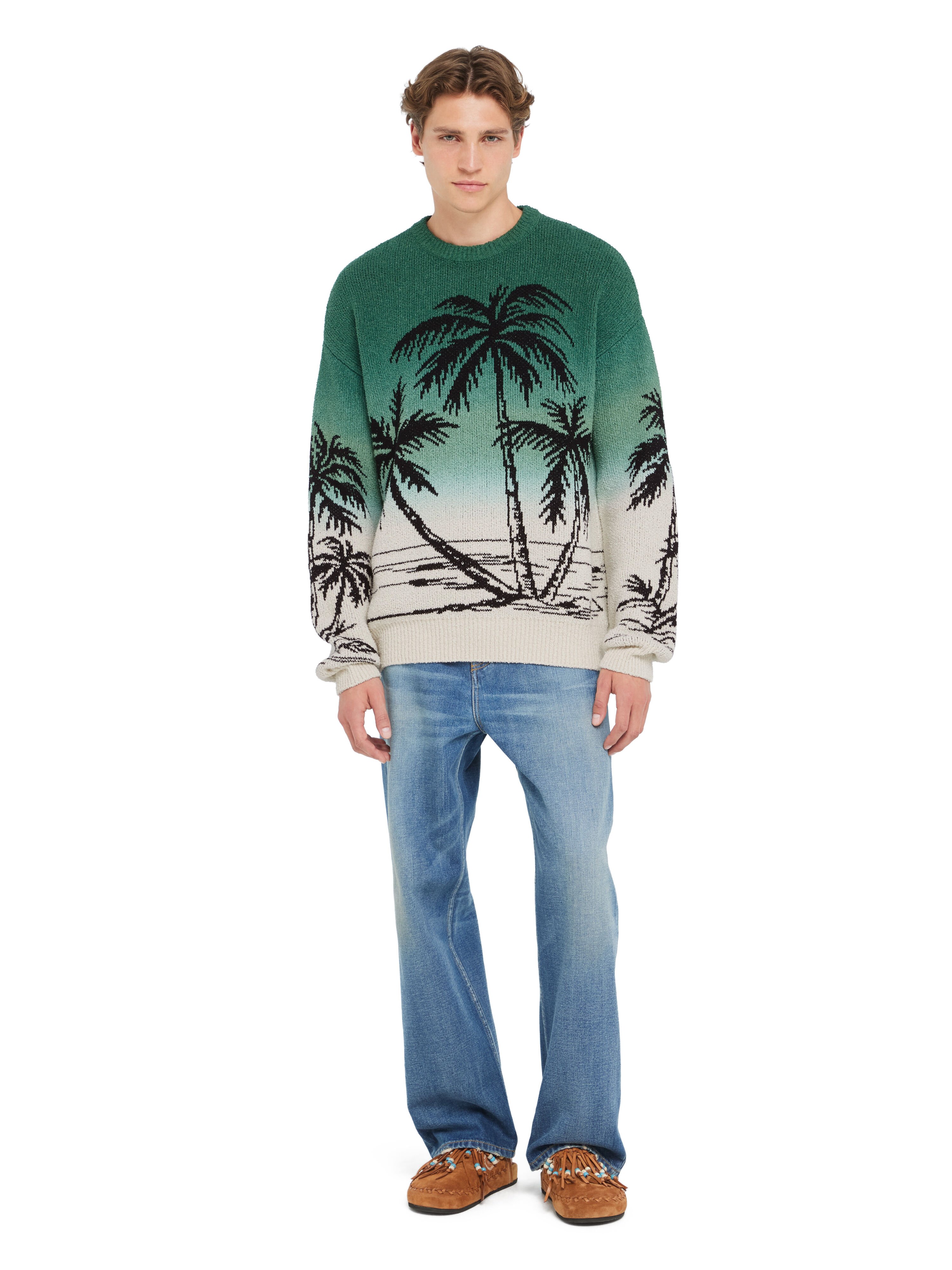 Alanui Wave Bloom Sweater Green Tide-Chalk LMHE033R26KNI004 Alanui Wave Bloom Sweater Green Tide-Chalk LMHE033R26KNI004