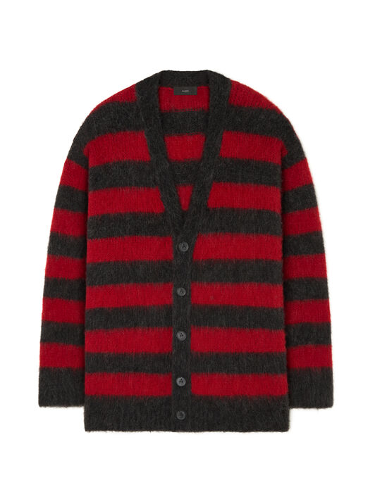 Alanui Grunge Stripes Cardigan Ruby-Charcoal LWHB084E25KNI002