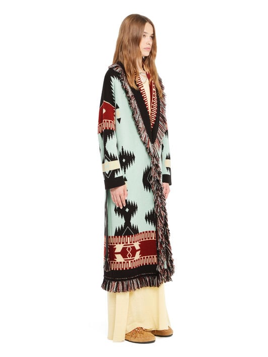 Alanui Icon Jacquard Coat Wave-Sandal Wood LWHQ003R26KNI001