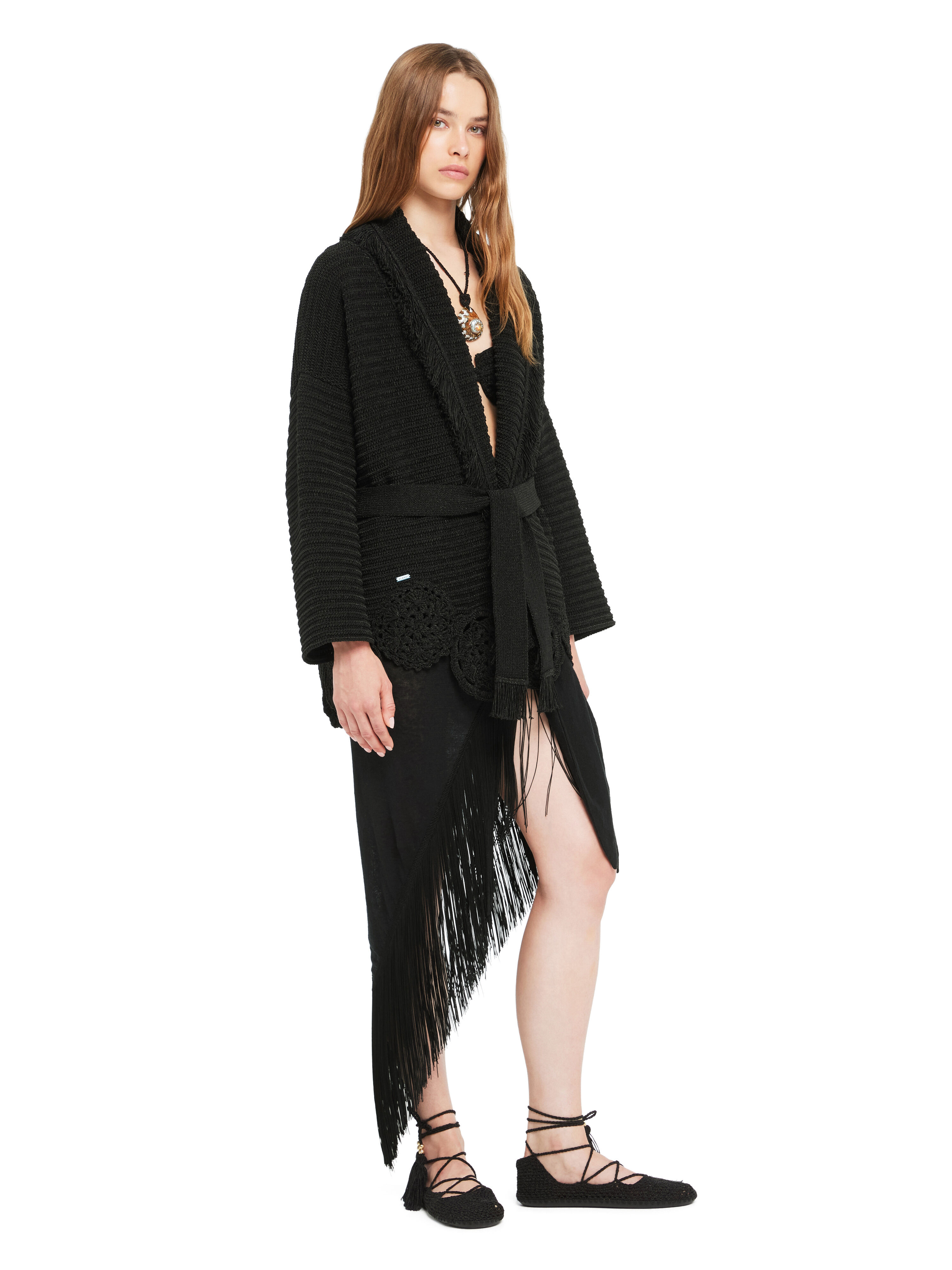 Alanui Island Memories Cardigan Black LWHB064R26KNI011 Alanui Island Memories Cardigan Black LWHB064R26KNI011