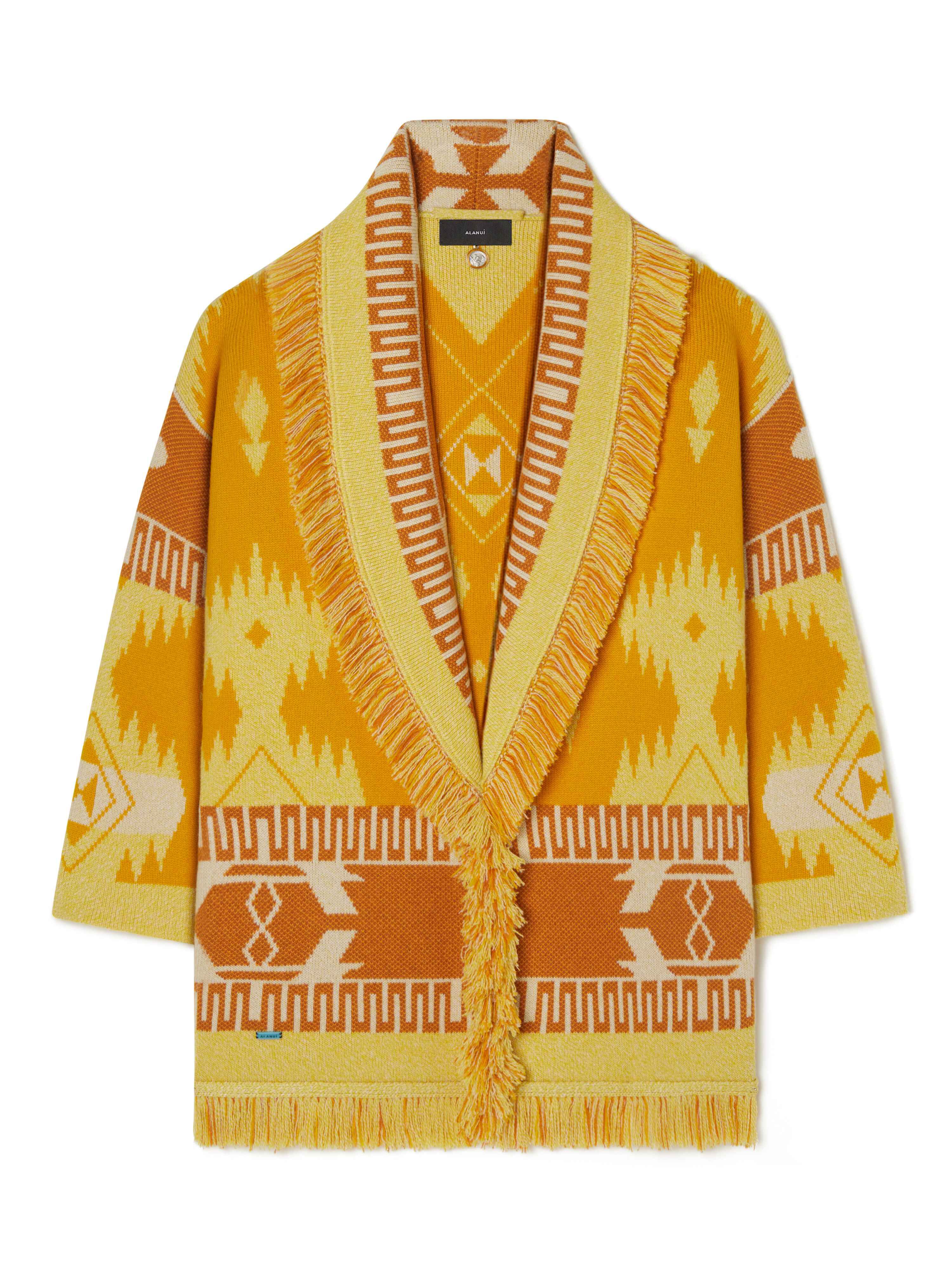 Alanui Icon Jacquard Cardigan Curcuma-Gold LWHB064R24KNI001