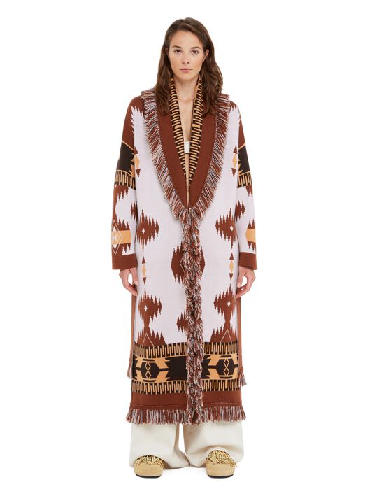 Alanui Icon Jacquard Coat Chalk-Pecan LWHQ003R25KNI001