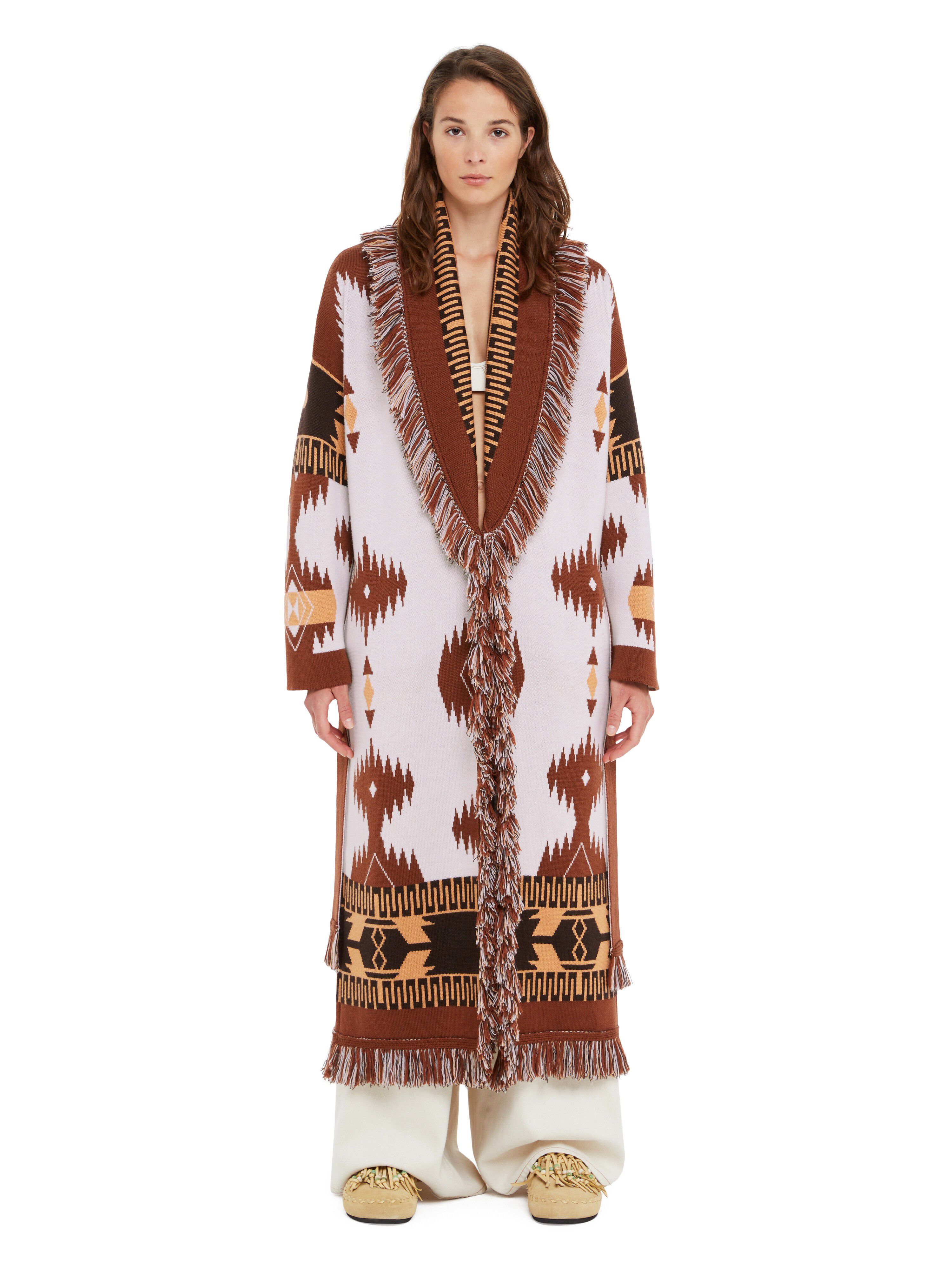 Alanui Icon Jacquard Coat Chalk-Pecan LWHQ003R25KNI001