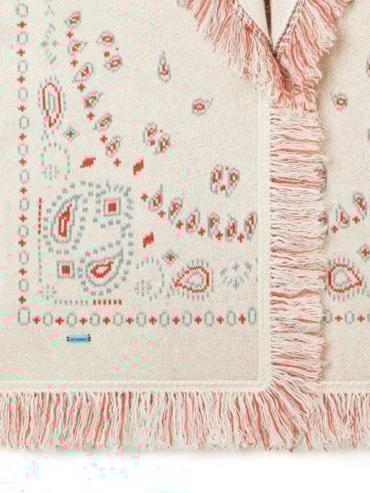 Alanui Bandana Jacquard Cardigan Chalk-Coral LWHB064R26KNI031