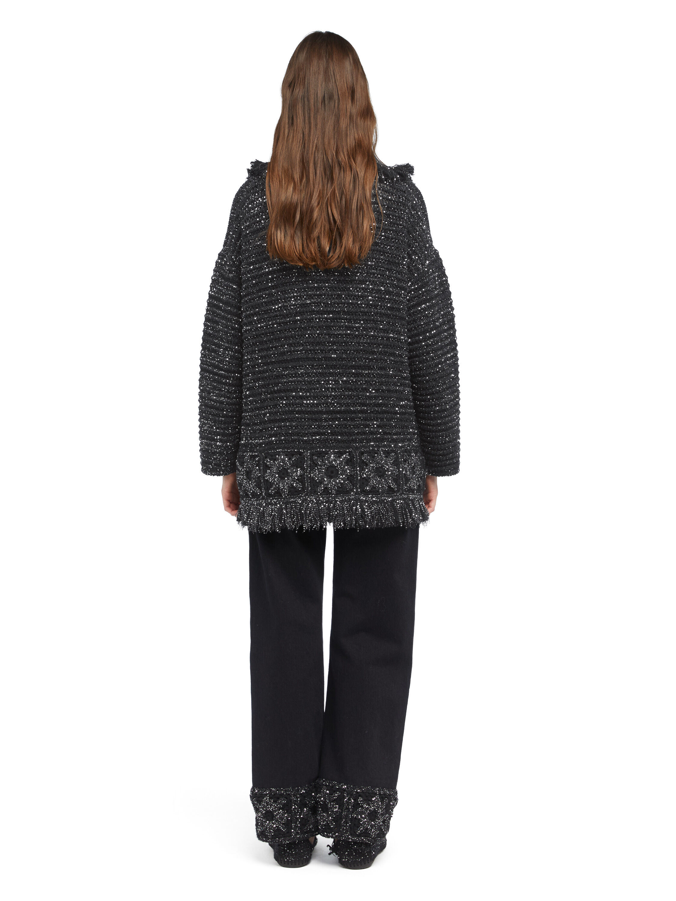 Alanui City Lights Cardigan Black-Silver LWHB064E25KNI006