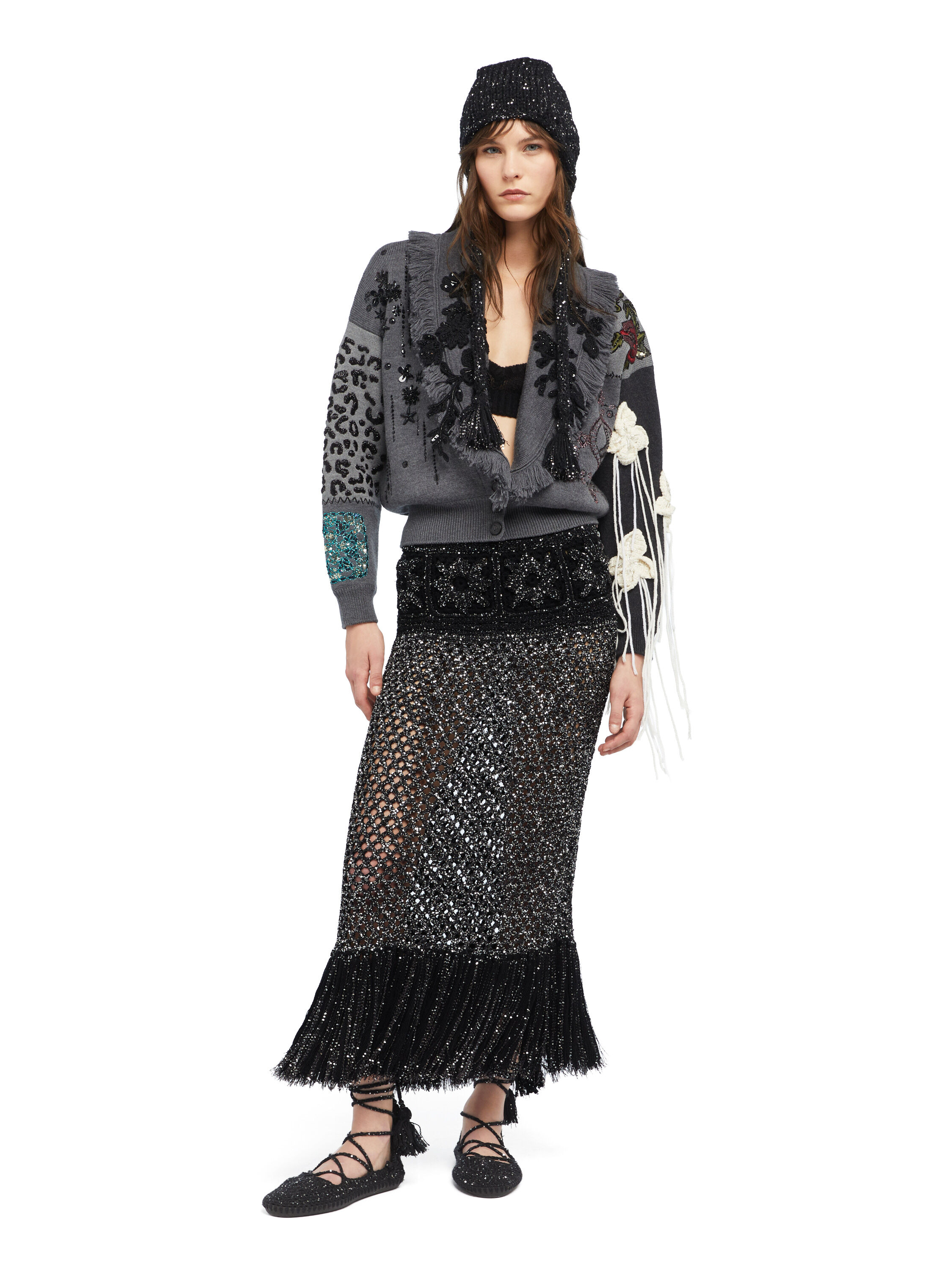 Alanui City Lights Skirt Black-Silver LWHL02EE25KNI001