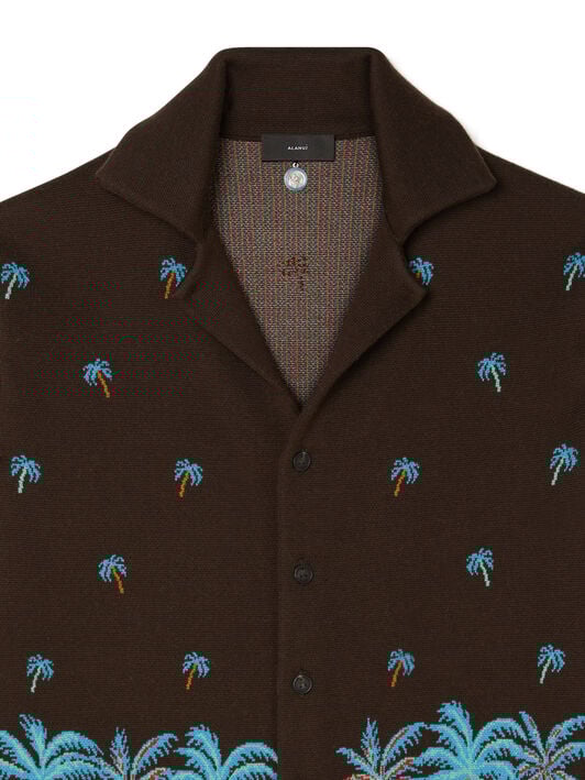 Alanui The Tale Of Hawaiian Shirt Coffee-Linseed LMHY004R26KNI001