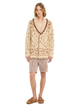 Alanui Bandana Jacquard Cardigan Sand-Red Earth