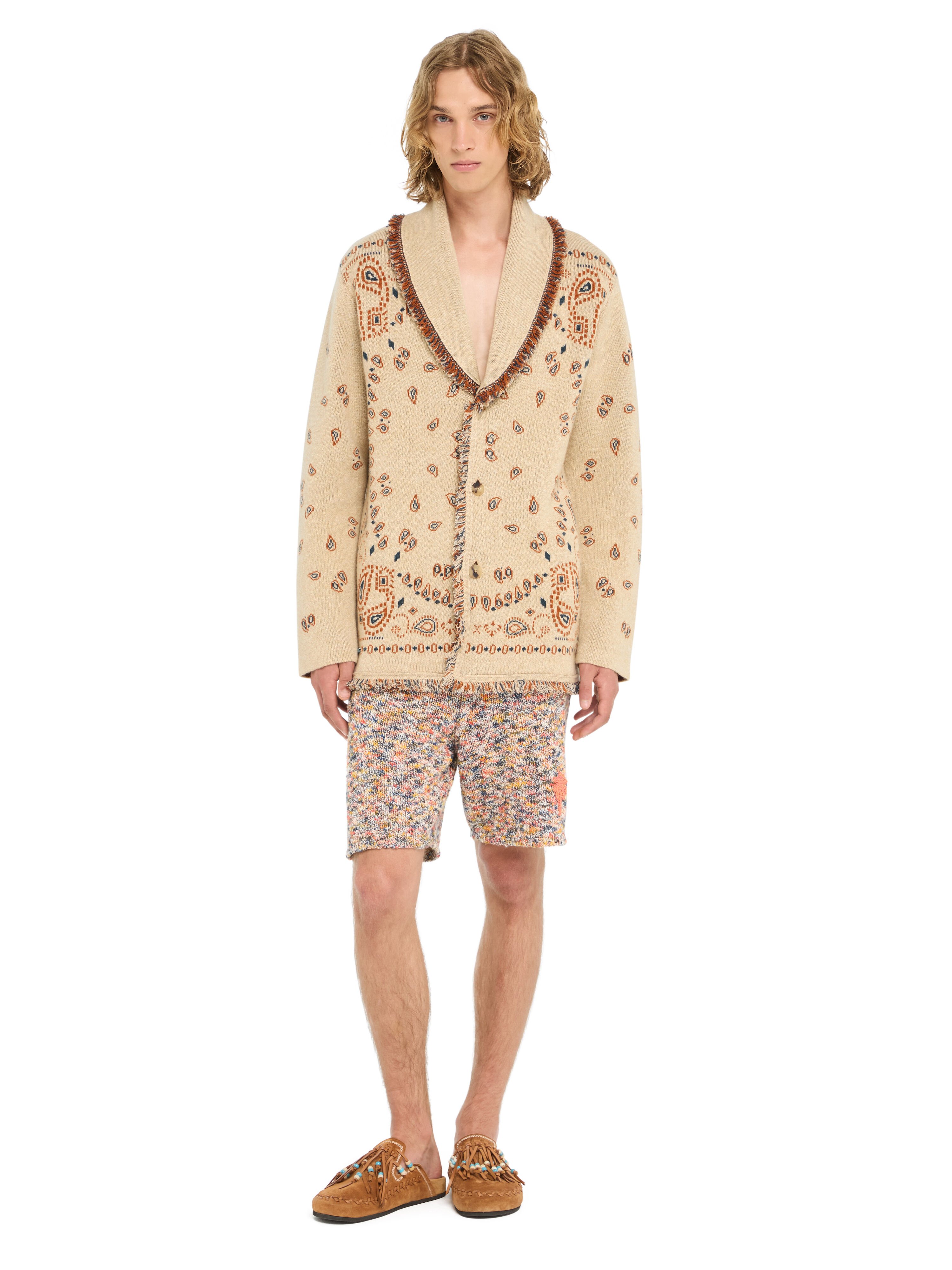 Alanui Bandana Jacquard Cardigan Sand-Red Earth LMHB039R26KNI001
