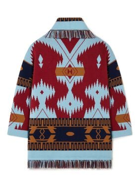 Alanui Icon Jacquard Cardigan Marsala-Sky Blue