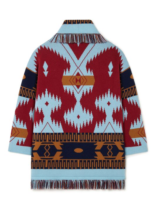 Alanui Icon Jacquard Cardigan Marsala-Sky Blue LWHB064R25KNI004