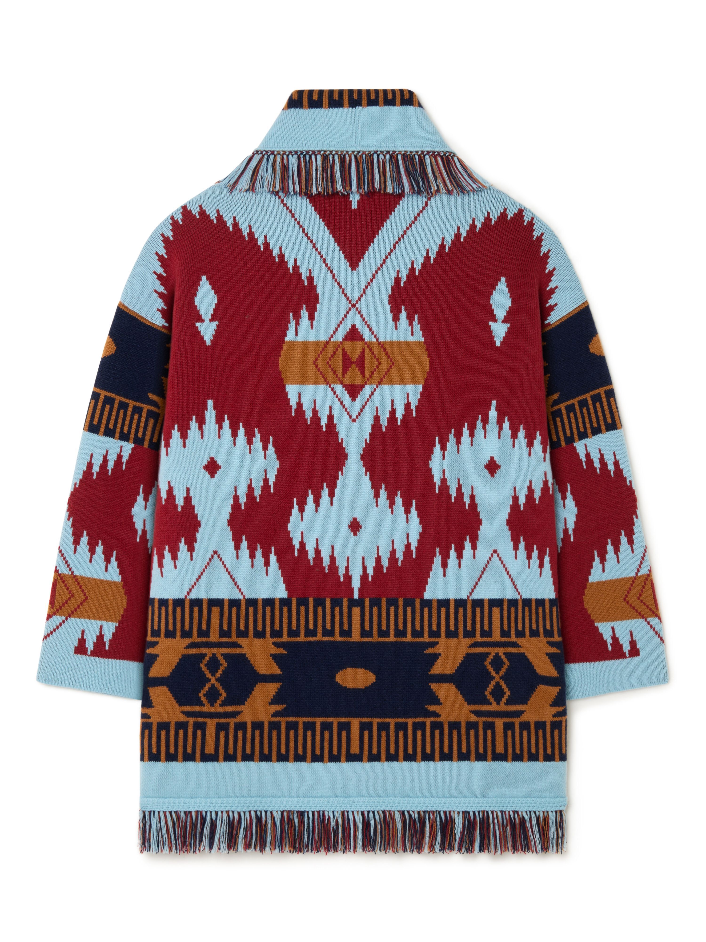Alanui Icon Jacquard Cardigan Marsala-Sky Blue LWHB064R25KNI004