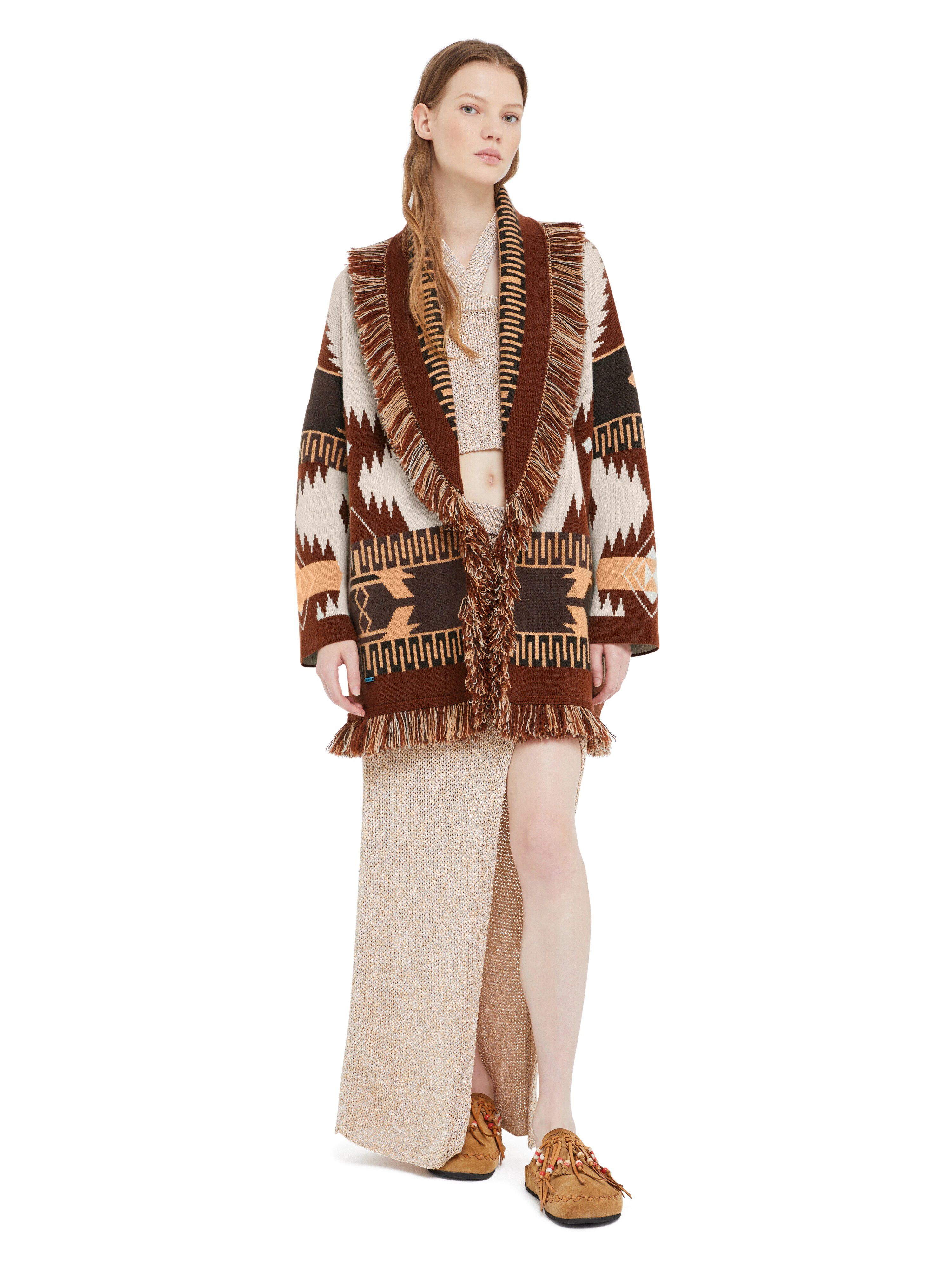 Alanui Icon Jacquard Cardigan Chalk-Pecan LWHB064R25KNI004