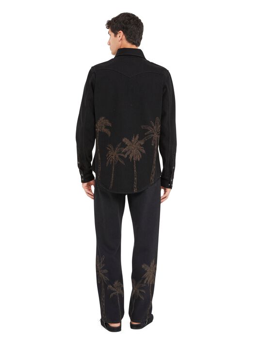 Alanui Jungle Toile De Jouy Denim Shirt Black-Almond LMYD007R25DEN004