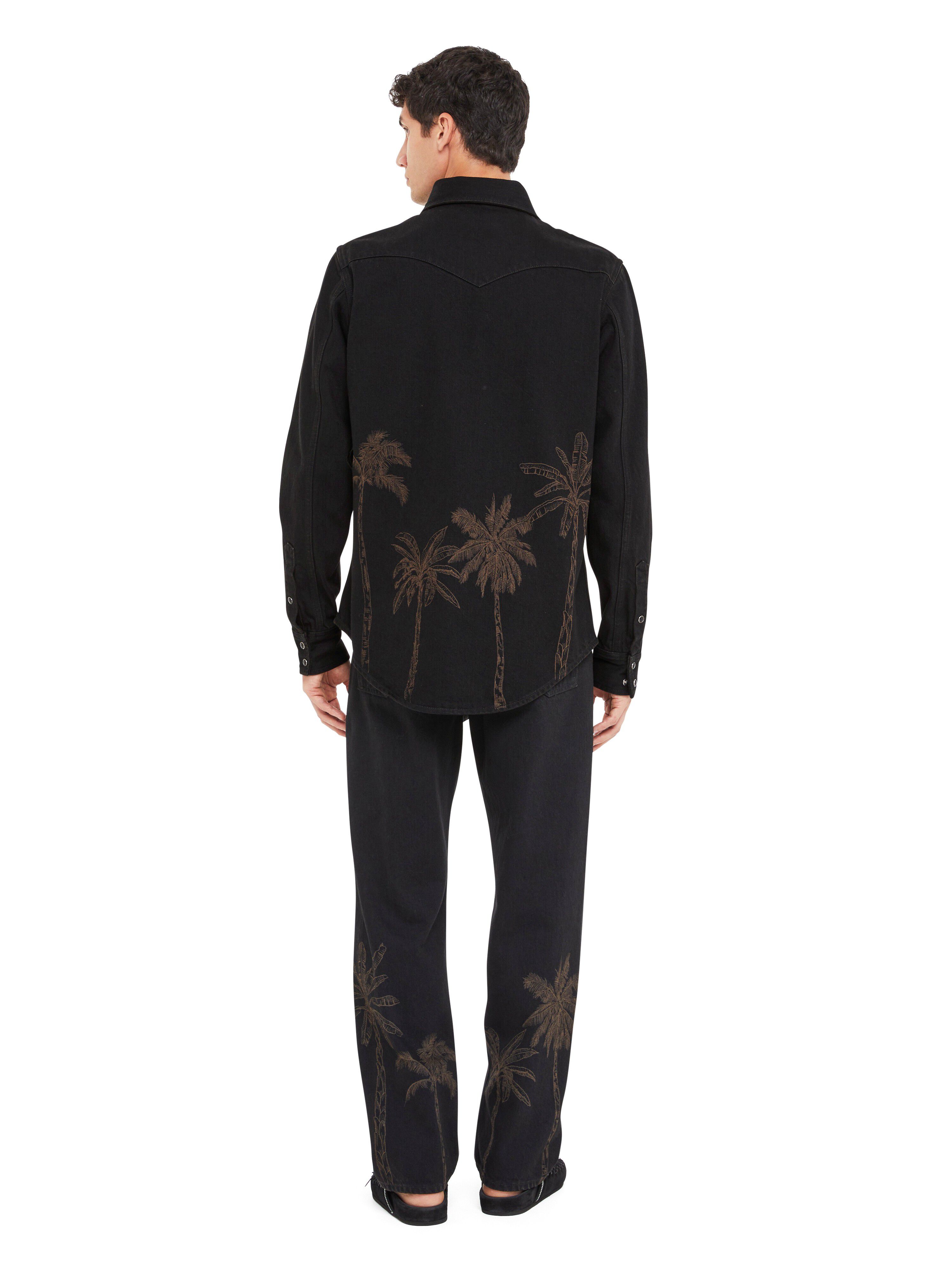 Alanui Jungle Toile De Jouy Denim Shirt Black-Almond LMYD007R25DEN004