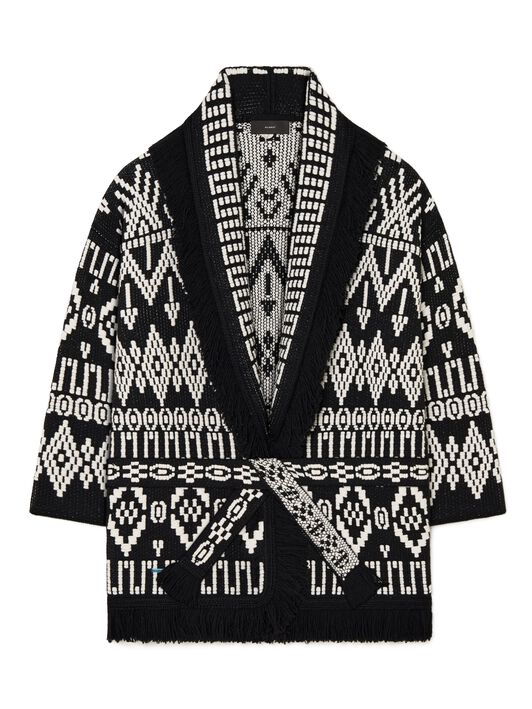 Alanui Jungle Beat Cardigan Black-White LWHB064R25KNI003