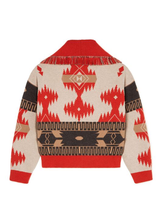 Alanui Icon Jacquard Cardi-Bomber Sand Fire LWHB026F23KNI002
