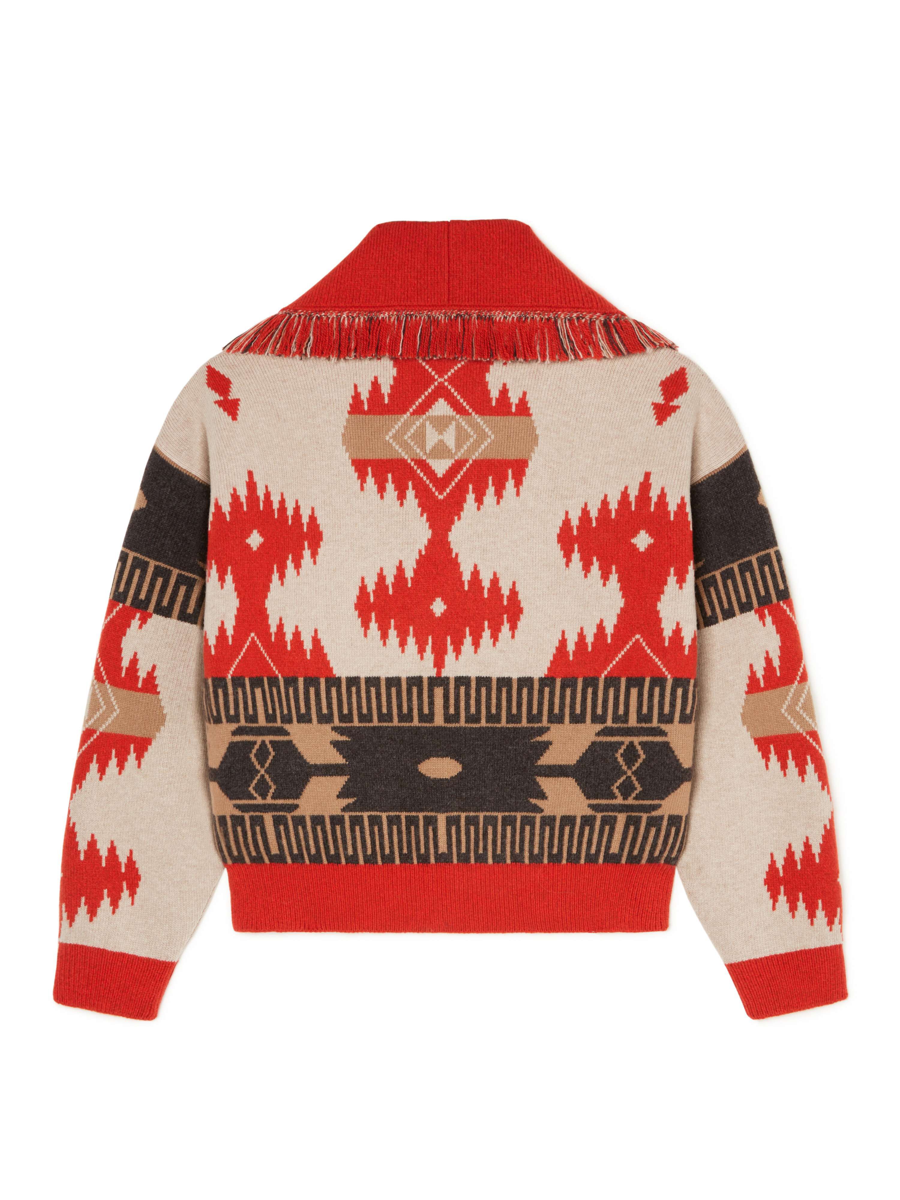 Alanui Icon Jacquard Cardi-Bomber Sand Fire LWHB026F23KNI002