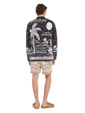 Alanui Ocean Whispers Cardigan Coffee-White Pearl