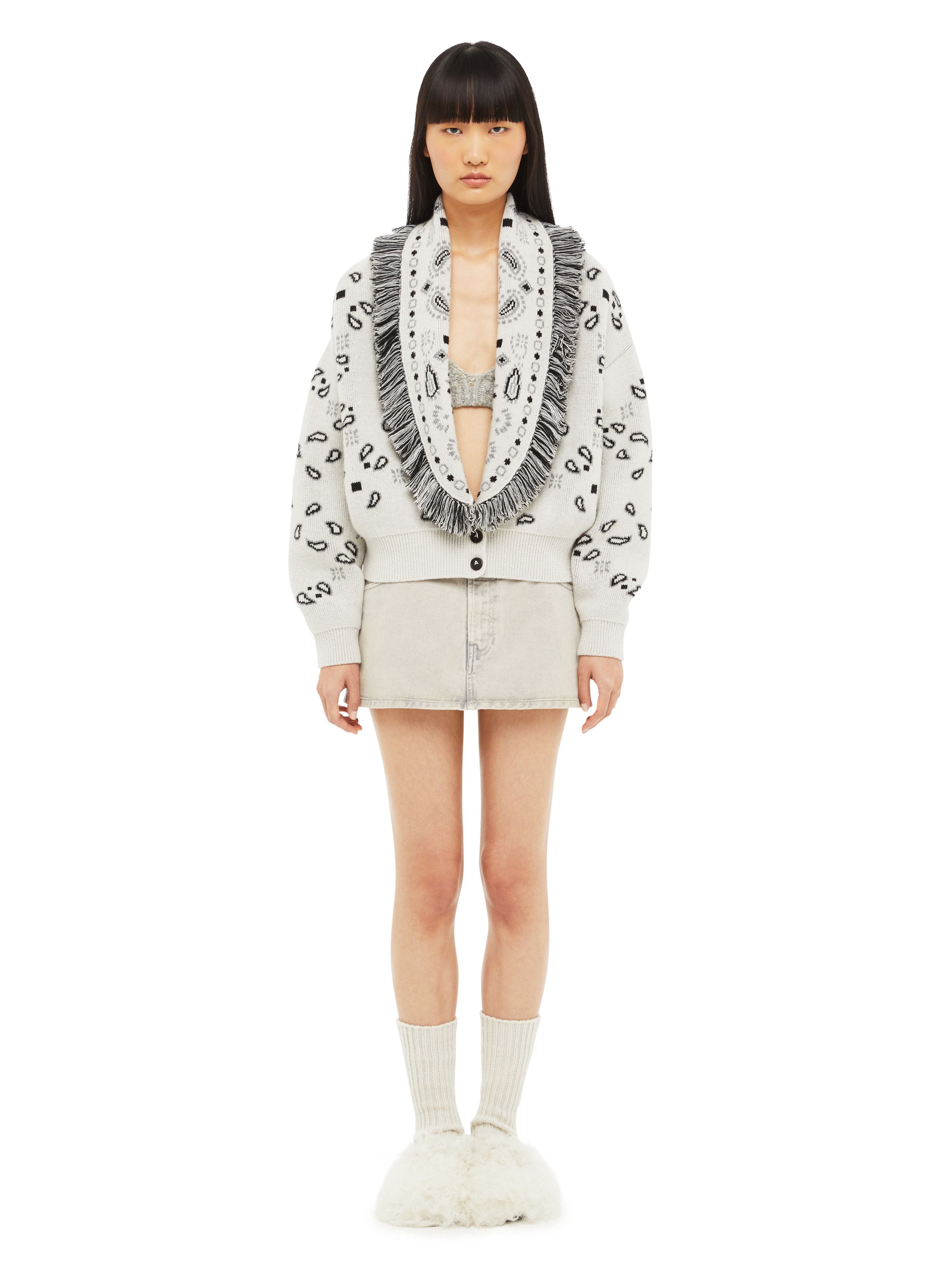 Alanui Bandana Jacquard Cardi-Bomber Moon Light LWHB026F23KNI001