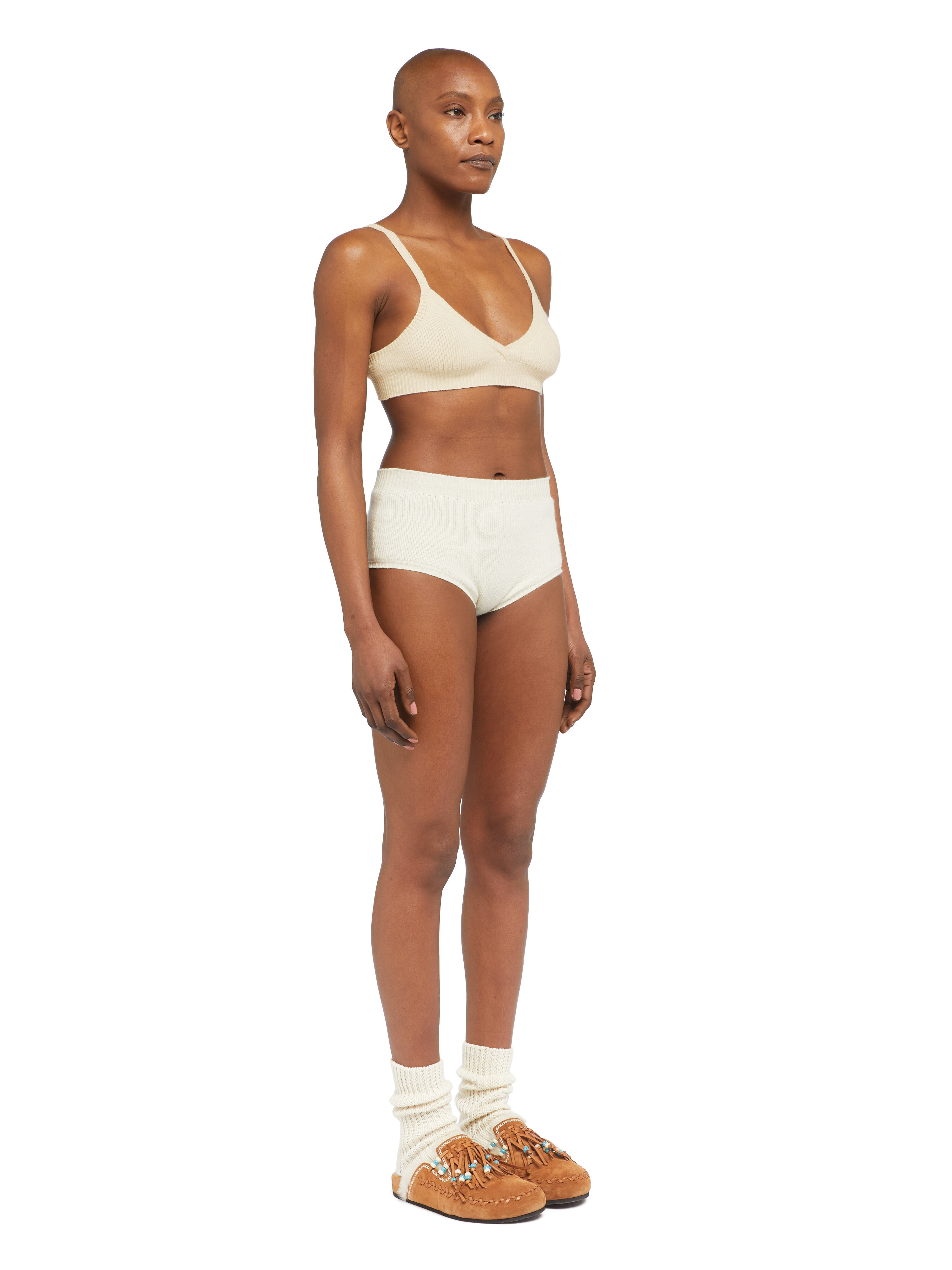 Alanui Cashmere Bralette White LWHR005E25KNI002