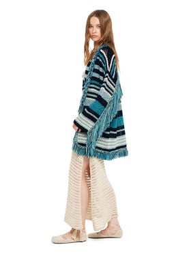 Alanui Ocean Stripes Cardigan Black-Teal LWHB064R26KNI012