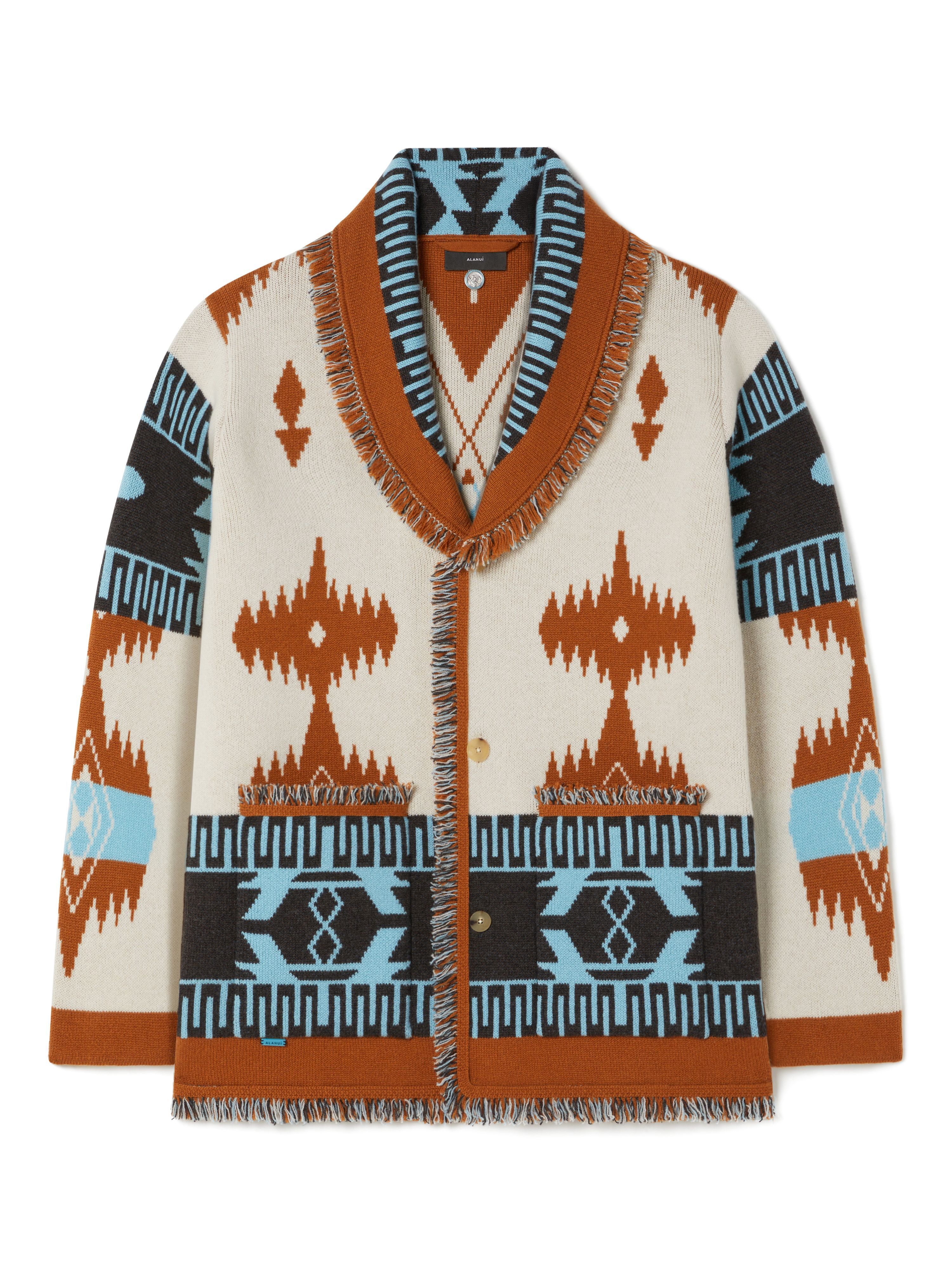 Alanui Icon Jacquard Cardigan Chalk-Pecan LMHB038R25KNI001