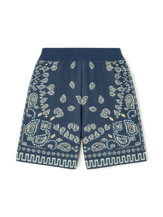 Alanui Cotton Piquet Bandana Bermuda Arbour-Light Blue LMHM003R26KNI002 Alanui Cotton Piquet Bandana Bermuda Arbour-Light Blue LMHM003R26KNI002