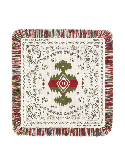 Alanui Bandana Jacquard Pillow Ivory-Olive LWZH001E25KNI001