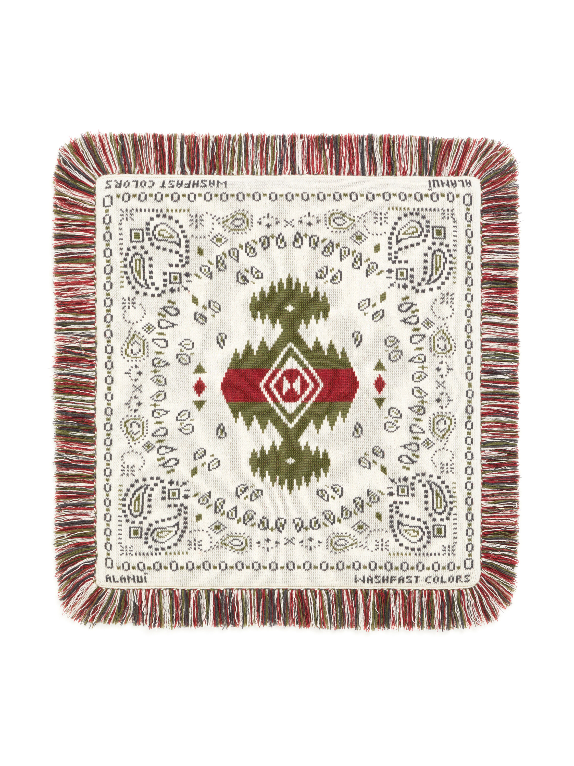 Alanui Bandana Jacquard Pillow Ivory-Olive LWZH001E25KNI001