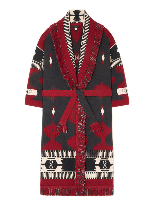 Alanui Icon Jacquard Coat Ruby-Charcoal LWHQ003E25KNI001