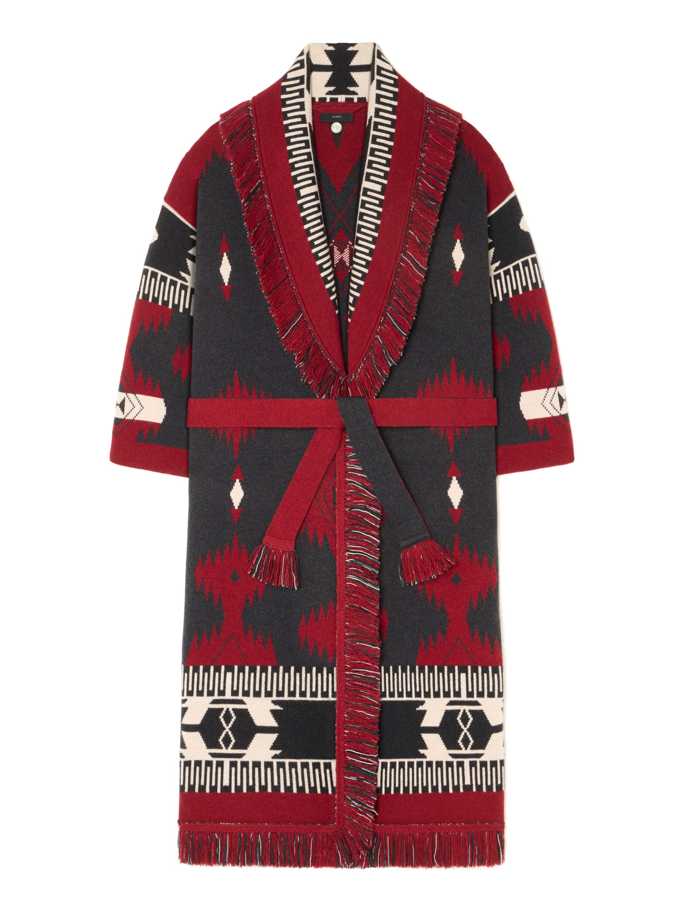Alanui Icon Jacquard Coat Ruby-Charcoal LWHQ003E25KNI001