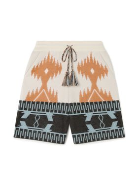 Alanui Cotton Piquet Icon Bermuda Chalk-Indigo LMHM004R25KNI003