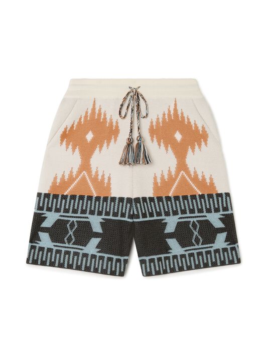 Alanui Cotton Piquet Icon Bermuda Chalk-Pecan LMHM003R25KNI002