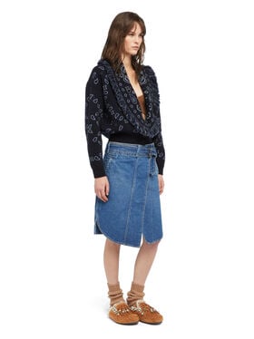 Alanui Bandana Jacquard Cardi-Bomber Midnight Blue-Multicolor