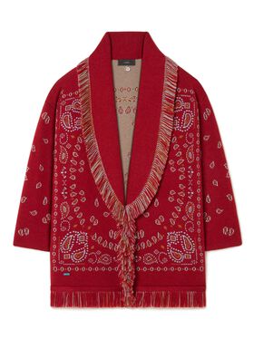 Alanui Bandana Jacquard Cardigan Black-Multicolor LWHB064R25KNI00B