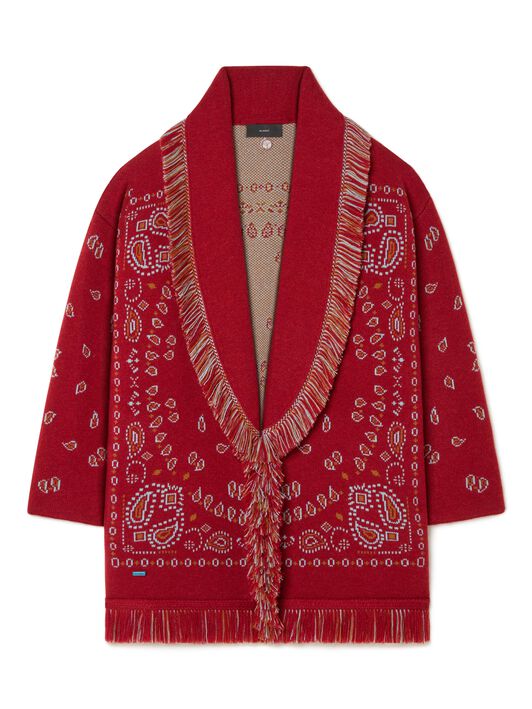 Alanui Bandana Jacquard Cardigan Ruby Red-Cognac LWHB064R25KNI001