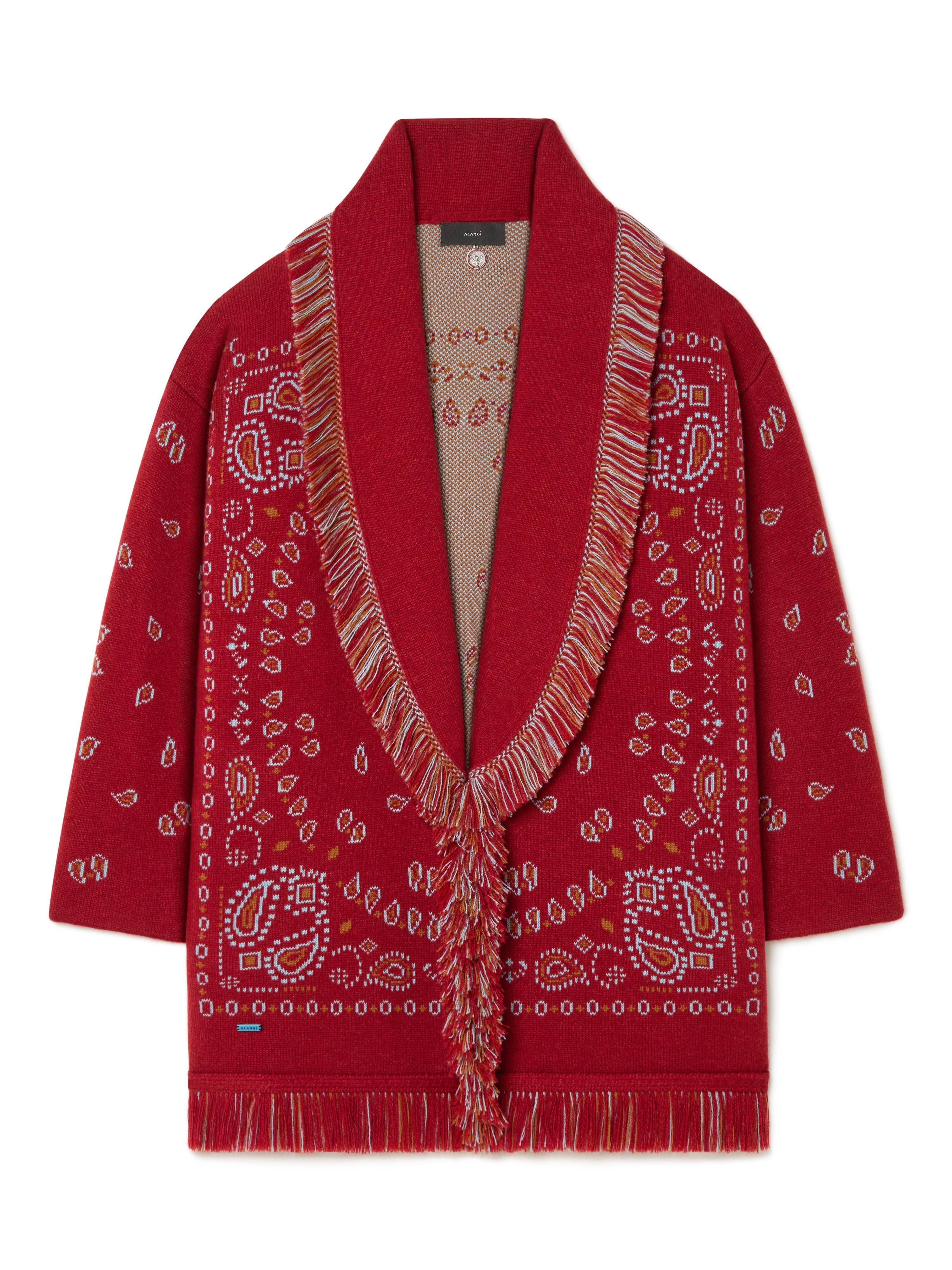 Alanui Bandana Jacquard Cardigan Ruby Red-Cognac LWHB064R25KNI001